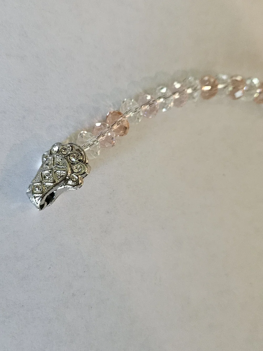 Crystal Bead Stretch Bracelet in Clear, Pink & Peach Girls Kids